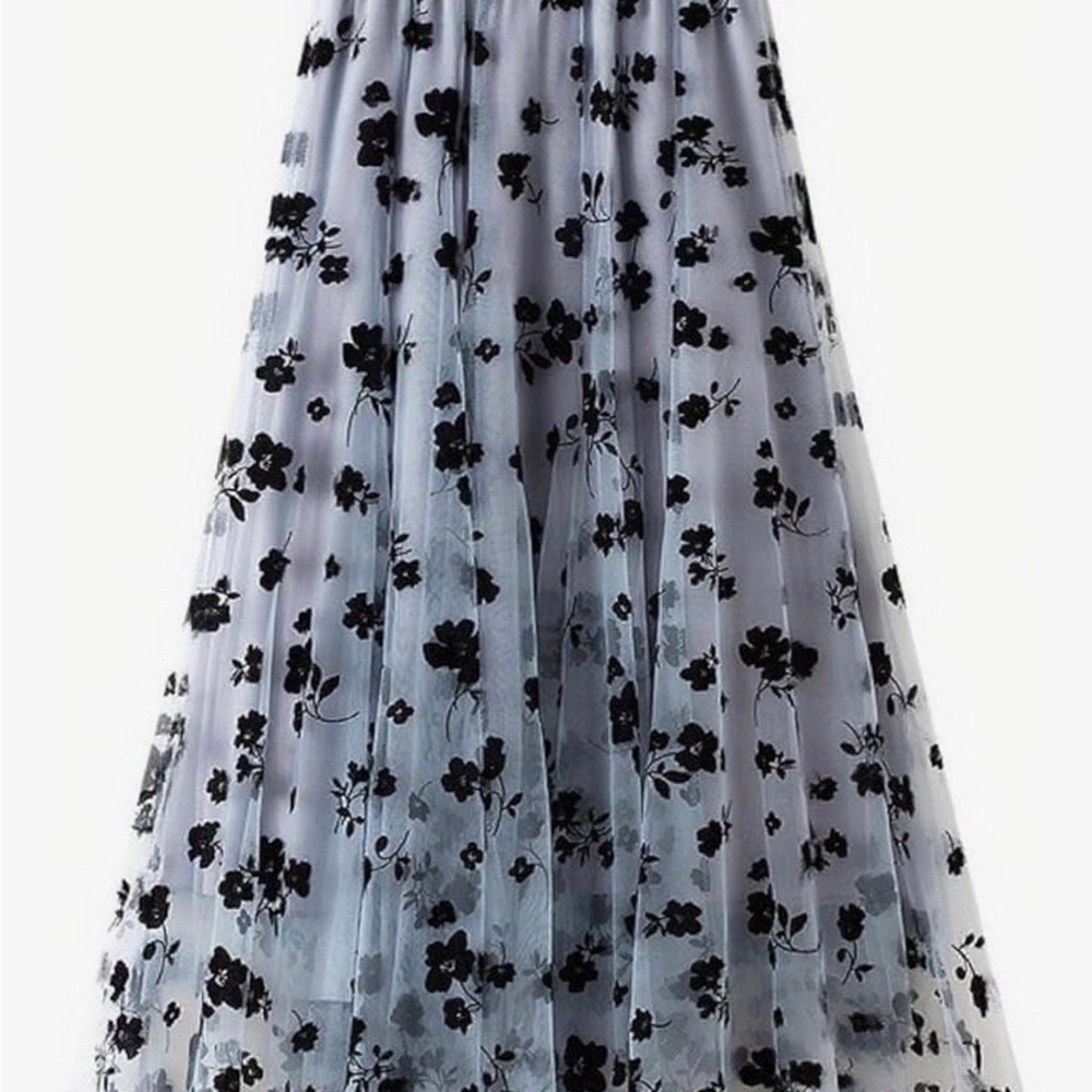 Women's Elastic High Waist Tulle Ruffle Pleated A-Line Swing Midi Skirt